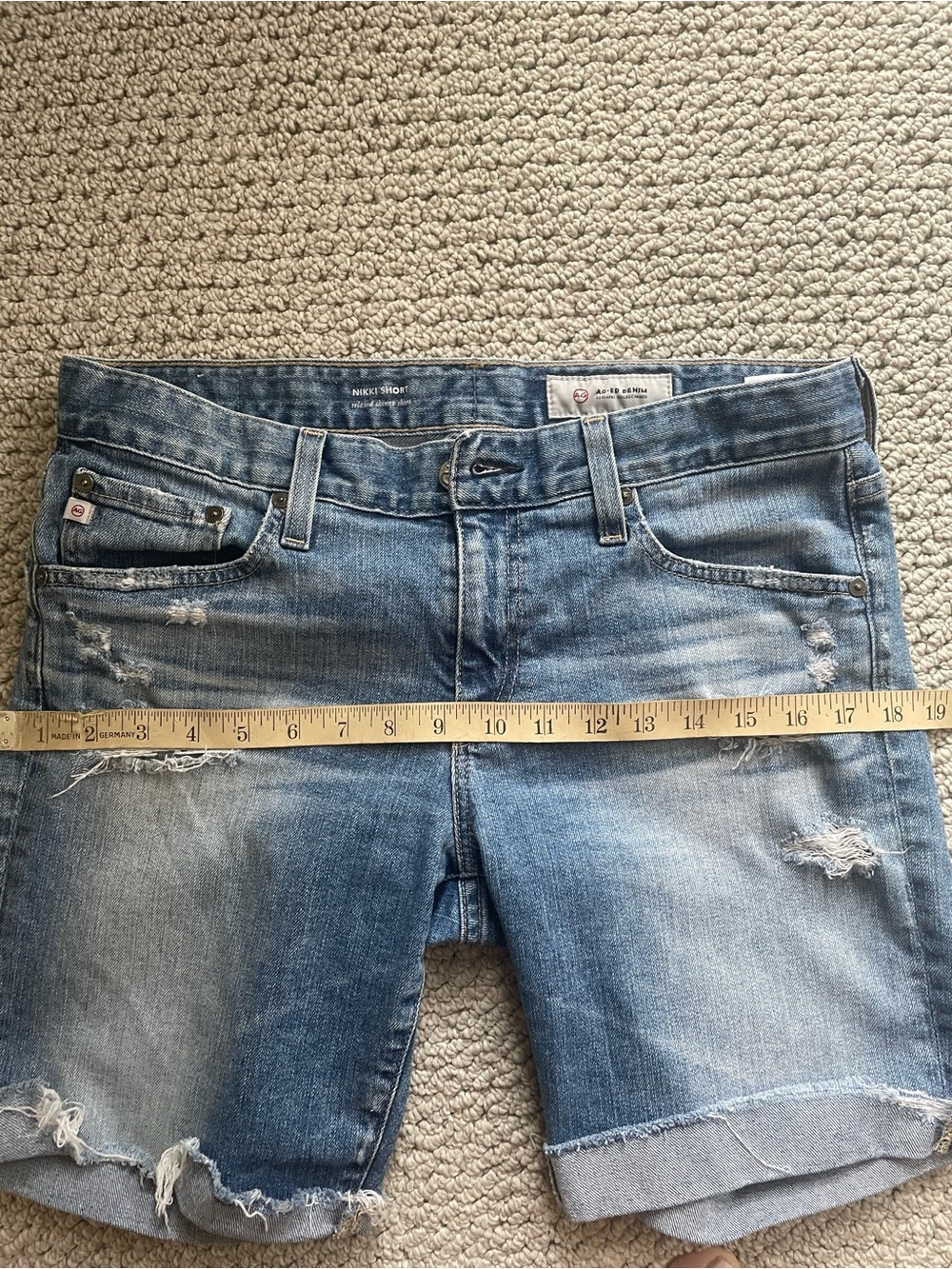 AG Adriano Goldschmied Nikki Short Light Blue Distressed Rolled Cuff Jean Shorts - Picture 13 of 14
